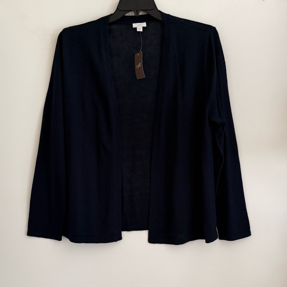 J. JILL NWT Navy Blue Linen Blend Cardigan Sweater XL